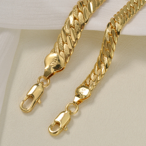 Chaîne gourmette texturée en alliage de cuivre, plaquée or 18 carats, tendance, de luxe, polie, pour homme et femme, idéale pour les banquets, vente en gros - Product Image 3