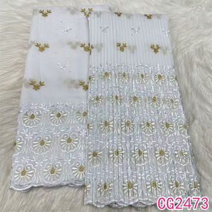 Vente en gros Lafaya tissu de dentelle suisse 2.5y + 2.5y tissu de dentelle de coton jupe plissée africaine tissu de dentelle de broderie de coton suisse - Product Image 5