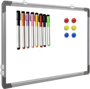 Dry Erase White Board Hanging Magnetic Markers 6 Magnets Portable Writing Drawing Planning Small Whiteboard Easy to Clean Wall
