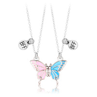 2 pcs/set Couple Popular Butterfly Matching Pendant Necklace BFF Magnetic Best Friend Necklaces