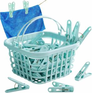 30pcs Eco-Friendly Heavy Duty Plastic Clothes <b>Clips</b> with Basket for Laundry and Living Room Use - Product Image 1