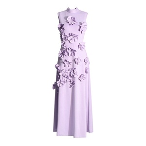 Abiti da Sera <span class=keywords><strong>Donna</strong></span> 2026 Stile Francese <span class=keywords><strong>Chic</strong></span> con Fiori 3D, Abito Lungo Elegante Senza Maniche a Collo Alto, Produttori di <span class=keywords><strong>Abbigliamento</strong></span> Femminile - Product Image 4