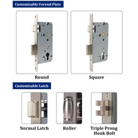Serrure à mortaise personnalisable en acier inoxydable 235x88.5mm pour porte en bois, corps de serrure large, loquet réversible durable, antirouille et sécurisé