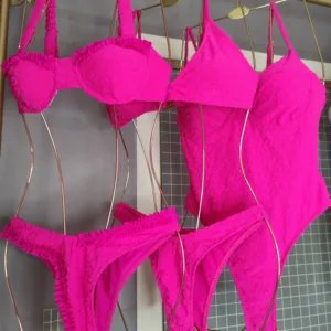 2023 Nieuwe Roze Badmode Custom Merk Logo Beugel Eendelig Luipaard Jacquard Vrouwen Bikini