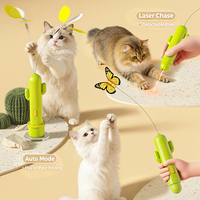 Jouet électrique pour chat en forme de cactus, baguette vibrante automatique, jouet papillon activé par la vibration avec lumière rouge douce, veille intelligente, fournitures pour animaux de compagnie