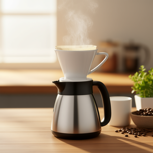 Pour Over <b>Coffee</b> Maker With Ceramic Dripper And Stainless Steel Carafe For Home Brewing - Product Image 3