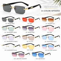 Lunettes de soleil rétro carrées sans monture pour hommes, protection UV400, aspect métallique, sans cerclage, style vintage, tendance, vente en gros, logo personnalisé, OEM