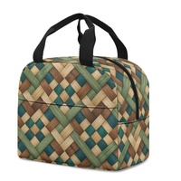 Sac à lunch isotherme portable avec panier tissé à motif tropical et doublure en feuille métallique épaisse