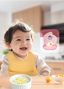 Manual Adjustable Silicone Feeding Bib with <b>Large</b> Pocket for Baby Girls Boys Home Use Waterproof - Product Image 6