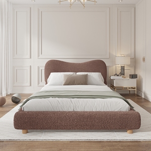 Cadre <span class=keywords><strong>de</strong></span> <span class=keywords><strong>lit</strong></span> <span class=keywords><strong>de</strong></span> luxe pour chambre d'hôtel, style crème français, réglable, en velours capitonné, taille King, avec tête <span class=keywords><strong>de</strong></span> <span class=keywords><strong>lit</strong></span> incurvée - Product Image 1