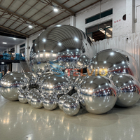 Grand ballon sphère miroir suspendu en PVC Boule disco Boule miroir gonflable argentée Ballon de fête brillant pour décoration d'événement