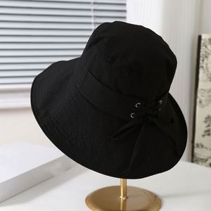 2025 Spring Summer New Solid Color Simple Wide Brim Bucket <b>Hat</b> Women Breathable Bow Design Travel Sunshade <b>Hat</b> - Product Image 6