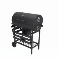 Barbecue portable populaire de petite taille pour l'extérieur, avec chariot, gril à charbon de bois, pour les fêtes dans la cour, avec table latérale pliable