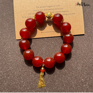Han Qian'er Crystal Rhinestone Artisan Natural Red Agate <strong>Beads</strong> Butterfly Spacer <strong>Beads</strong> Six-Syllable Mantra <strong>Large</strong> <strong>Bead</strong> <strong>Bracelet</strong> - Product Image 3