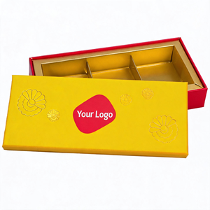 Custom Luxury Rigid Gift <b>Box</b> with Inner Tray Yellow & Red Corrugated Paper Packaging for Tea, Mooncake, or Premium Food Items - Product Image 2