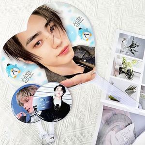 Custom New Kpop <b>Mini</b> <b>Hand</b> Fan Cute Double-Sided PVC Plastic Craft in Heart Shape Picket - Product Image 1