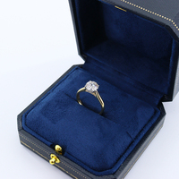 Bague de fiançailles solitaire en or jaune massif Madonna avec diamant rond à quatre griffes, bijoux personnalisés pour femme, promesse de mariage