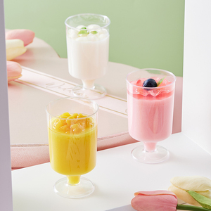 Gobelet transparent Mingyu à pied haut pour <span class=keywords><strong>mousse</strong></span>, pudding, dessert – Contenant jetable de haute qualité en PS pour boissons - Product Image 2