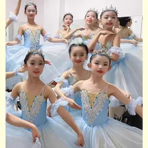 Falda de Ballet para niños Nueva falda de hilo suave Vestido de baile de Ballet para niñas mullidas Vestido de actuación para estudiantes Falda de gasa