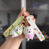 Schattige zelfironische beer sleutelhanger cartoon pop rugzak ornament autosleutel charme kraanmachine cadeau