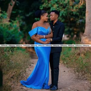 Perles manches <span class=keywords><strong>longues</strong></span> Aso Ebi robe de soirée grande taille Satin <span class=keywords><strong>robes</strong></span> de Cocktail femmes africaines sirène <span class=keywords><strong>robes</strong></span> de bal personnalisées - Product Image 2