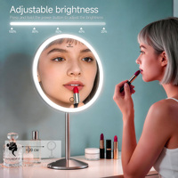 Miroir de maquillage à LED avec commande tactile, miroir grossissant 5X avec luminosité réglable
