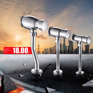 Válvula <span class=keywords><strong>de</strong></span> descarga manual <span class=keywords><strong>de</strong></span> latón cromado con botón pulsador y cierre automático temporizado para urinarios comerciales y baños públicos - Product Image 3