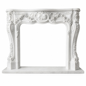 Customized Marble Fireplace Modern Hand Carved Luxury White Jade Marble Fireplace Mantel Marble Fireplace Surround - Product Image 2