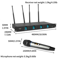 DR669 Microphone sans fil à 4 piles rechargeables légères et portables pour le karaoké