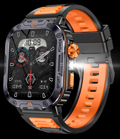 Accurate Health Smart Watch with Feature Square Shape Leather Band Compass Answer Call Functionality