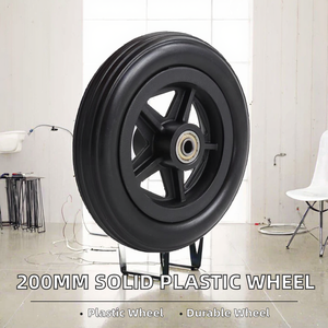 Rueda de Poliuretano Sólido de 200 mm (8 Pulgadas) para Uso Industrial, Sin Freno, Sin Protectores de Rosca - Product Image 2