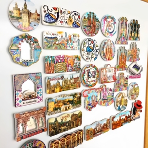 Imanes de nevera con temática de estilo español personalizados, decoración de regalo de viaje colorida, recuerdos de referencia de <span class=keywords><strong>Barcelona</strong></span>, imanes de nevera de resina - Product Image 2