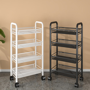 Storage Cart 4 Tier Metal Mesh Rolling Cart Kitchen Storage Rack With Wheels For Organizing Food And Utensils - Product Image 1