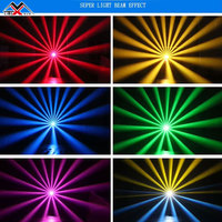 Projecteur à tête mobile LED RGBW MZX 295W avec 17 motifs, contrôle DMX512 et CRI 95 pour scène, événement, discothèque, fête