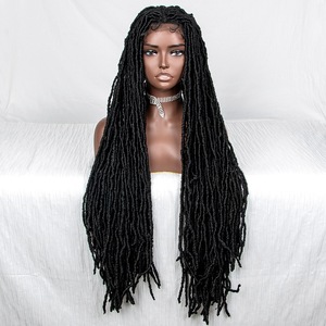 Perruques synthétiques Ainizi de 38 pouces de long, tresses pré-torsadées Goddess River Locs, avec dentelle frontale complète pour femmes noires - Product Image 1