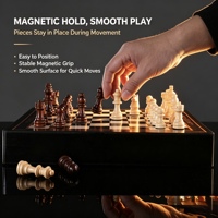 Nouvel ensemble d'échecs magnétique en bois de qualité supérieure, échecs de table en bois de haute qualité avec rangement à tiroir, jeu d'échecs éducatif, jeu de société