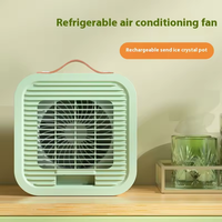 Ventilateur de bureau rafraîchissant à cristaux de glace, 1200 mAh, USB Type C, moteur sans balais rechargeable, portable pour le bureau et la maison, vert menthe, orange