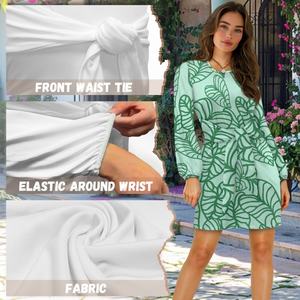 Hawaïen Kalo feuille motif concepteur cravate robe en gros confortable fête Banquet Club robe de <span class=keywords><strong>soirée</strong></span> à manches longues <span class=keywords><strong>tenue</strong></span> 2024 - Product Image 5