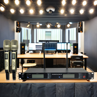 Microphone professionnel sans fil, double canal, UHF, véritable diversité, système de micro longue portée