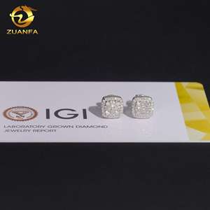 Pendientes de Diamantes de Laboratorio HPHT, Chapados en Oro, Plata de Ley 925, Diamantes de Laboratorio con Certificado IGI, Pendientes de Botón con Cierre de Rosca - Product Image 3
