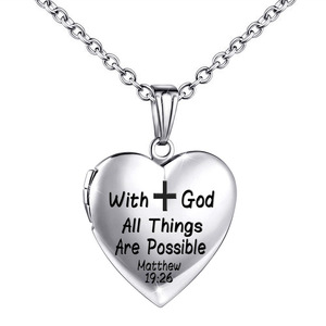 Collar con Colgante de Acero Inoxidable en Forma de Corazón Abrible con Marco para Foto, Regalo para el Día de la Madre, Venta al Por Mayor - Product Image 1