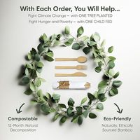 Ensemble de Couverts de Luxe en Bambou Écologique Biodégradables Jetables Fourchettes Couteaux Cuillères 140mm Serviettes Pré-Roulées pour Alimentaire