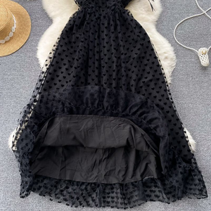 Nuovi Abiti Casual da Donna 2025 Primavera Estate Tinta Unita con Maniche a Sbuffo e Balze, Lunghezza Midi, Vita Impero, Traspirante, Stampa Digitale - Product Image 6