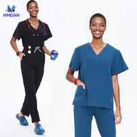 Tenues médicales et de beauté unisexes à manches courtes, imperméables, en polyester et élasthanne, avec logo personnalisé