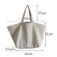 Sac fourre-tout en toile pliable rayé personnalisé, écologique, avec fermeture éclair, directement de l'usine, grand format, à porter à l'épaule ou en bandoulière, doublure en polyester