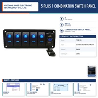 Panneau de commutation combiné 5+1 pour bateau marin avec double USB, voltmètre numérique et éclairage bleu