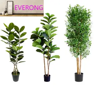 UVproof Tropical Planta Decoración Ficus Elastica Planta Artificial Caucho Plástico Ficus Bonsai Árbol Flores y plantas decorativas