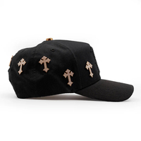 Gorras de Béisbol de Diseñador de Alta Calidad con Visera Ancha Gorra Barbas B Chrome Oro 24k con Pedrería Gorra Ajustada Bordada