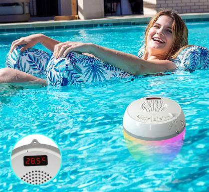 Hot Selling TWS 5W IPX8 Waterproof Stereo LCD Digital Thermometer Pool Garden Wireless Floating Hot Tub Speaker Speaker
