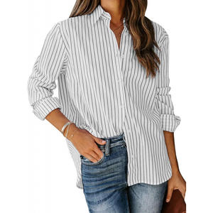 Camicia Casual a maniche lunghe Casual da donna a righe Casual camicia semplice alla moda - Product Image 6